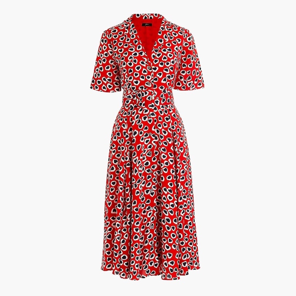 J.Crew A-line Midi Shirtdress in Heart print